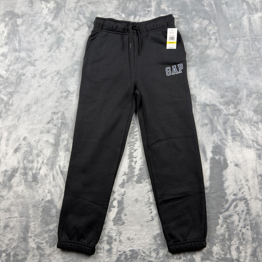 Gap Kids Logo Sweatpants Black Fleece Joggers Size Medium 8 NWT